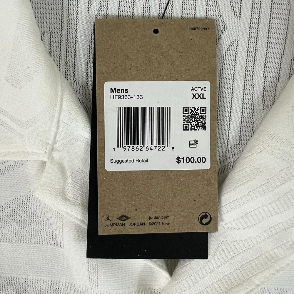 Nike Jordan Flight 2XL Short-Sleeve Knit Monogram Sail White HF9363-133 NWT $100